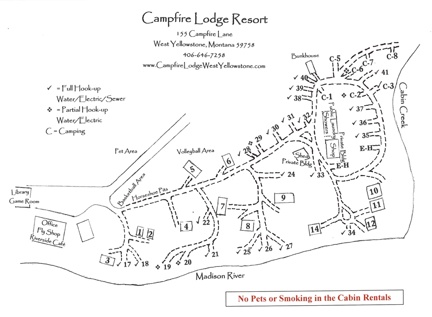 Map of Campfire Lodge Resort